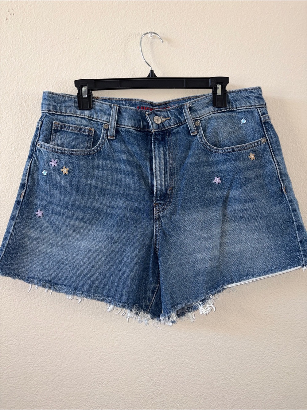 Lucky Brand Floral Embroidered Blue Denim Shorts